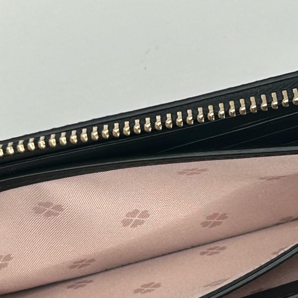 Kate Spade Tiny Zip Around Black Wallet with Pink Elephant Motif - Picture 10 of 10